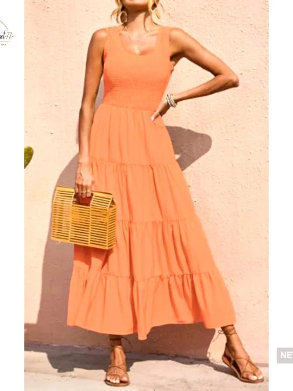 Maxi Sundress Smocked Tank Tiered Long Dress Sleeveless Casual Beach - Picture 2 of 7